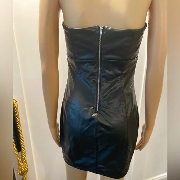 chinese dress ladies Faux Leather One-Shoulder Mini Dress main image 1